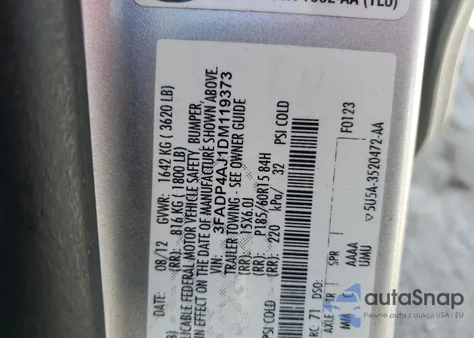 2013 Ford Fiesta S z USA, uszkodzony, nr VIN 3FADP4AJ1DM119373